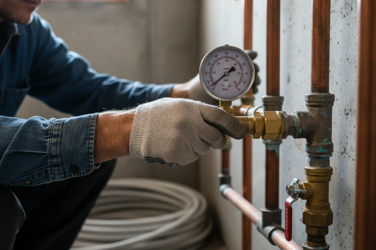 Pressure testing a repaired line during Water Line Repair in Virgin